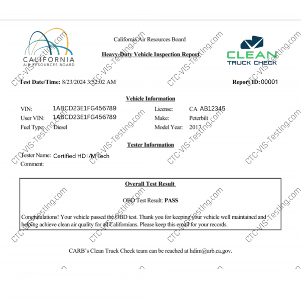 CARB Compliance Clean Truck Check Testing